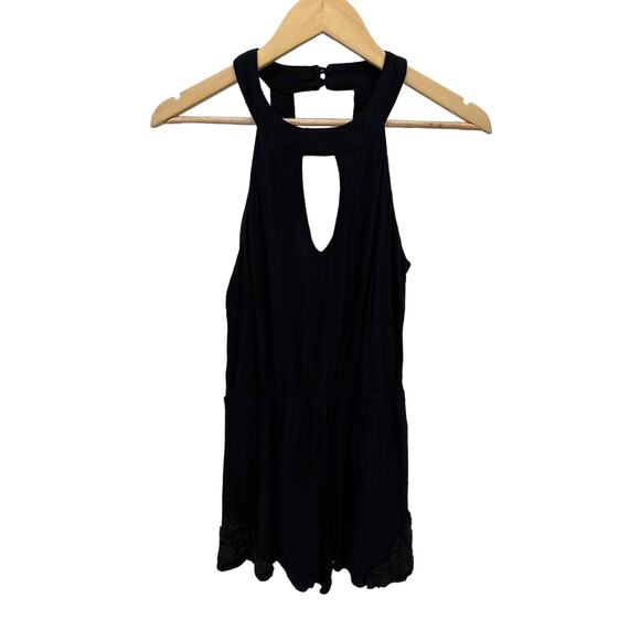 My Michelle Womens Black Halter Neck Open Front Short Romper Size Small - Picture 1 of 12